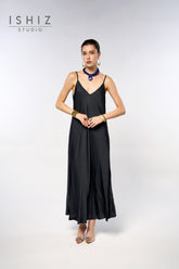 Italian Plain Satin Strap Dress