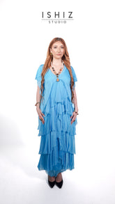 Italian V-Neck Layered Sequin Dress