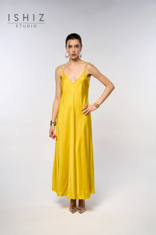 Italian Plain Satin Strap Dress