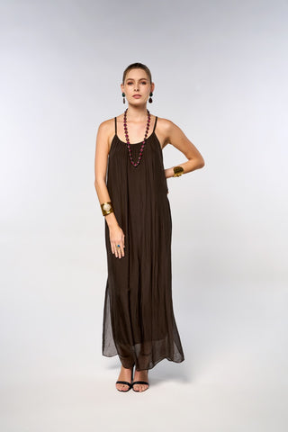 Italian Plain Silk Strapy Dress