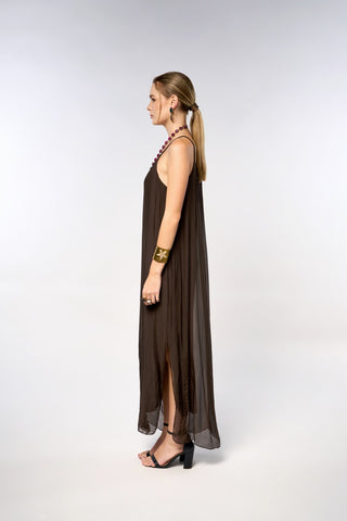 Italian Plain Silk Strapy Dress