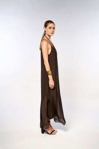 Italian Plain Silk Strapy Dress