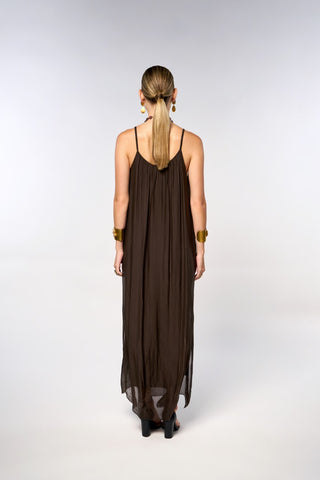 Italian Plain Silk Strapy Dress