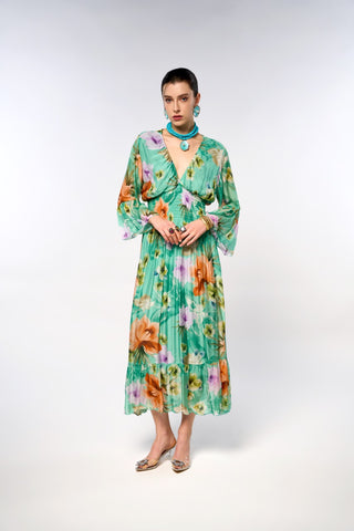 Italian Printed Long Waist Dress