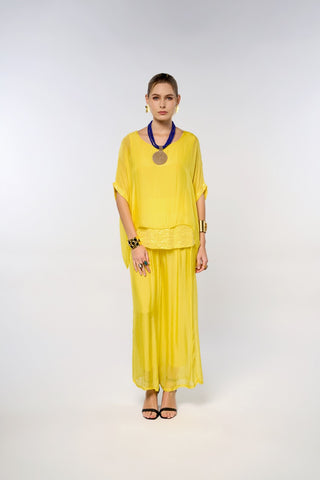 Italian Sequin Silk Blouse with Italian Plain Silk Pants