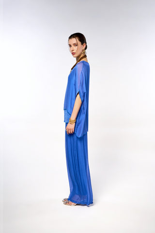 Italian Sequin Silk Blouse with Italian Plain Silk Pants
