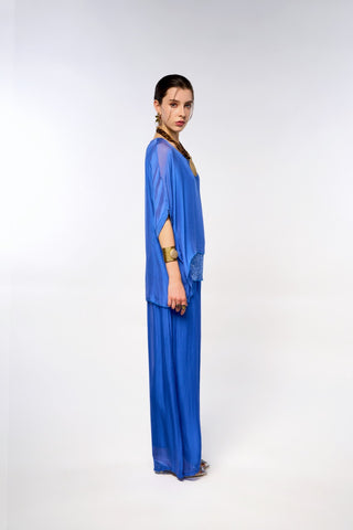 Italian Sequin Silk Blouse with Italian Plain Silk Pants