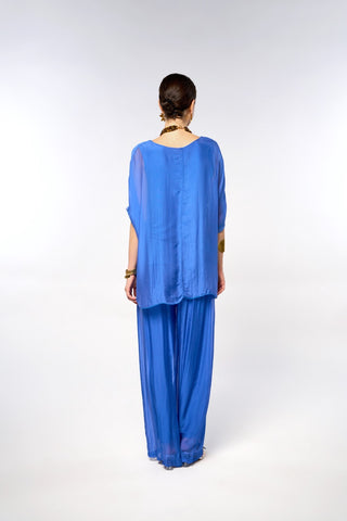 Italian Sequin Silk Blouse with Italian Plain Silk Pants