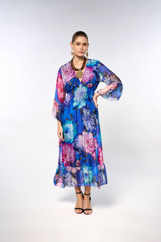Italian Printed Long Waist Dress