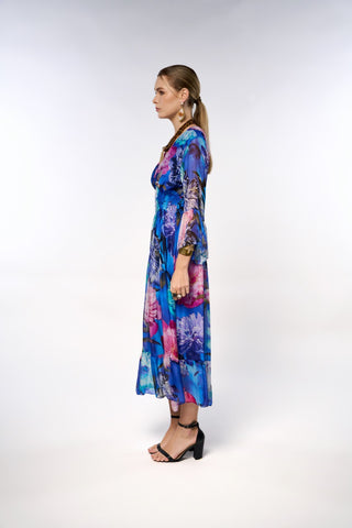 Italian Printed Long Waist Dress