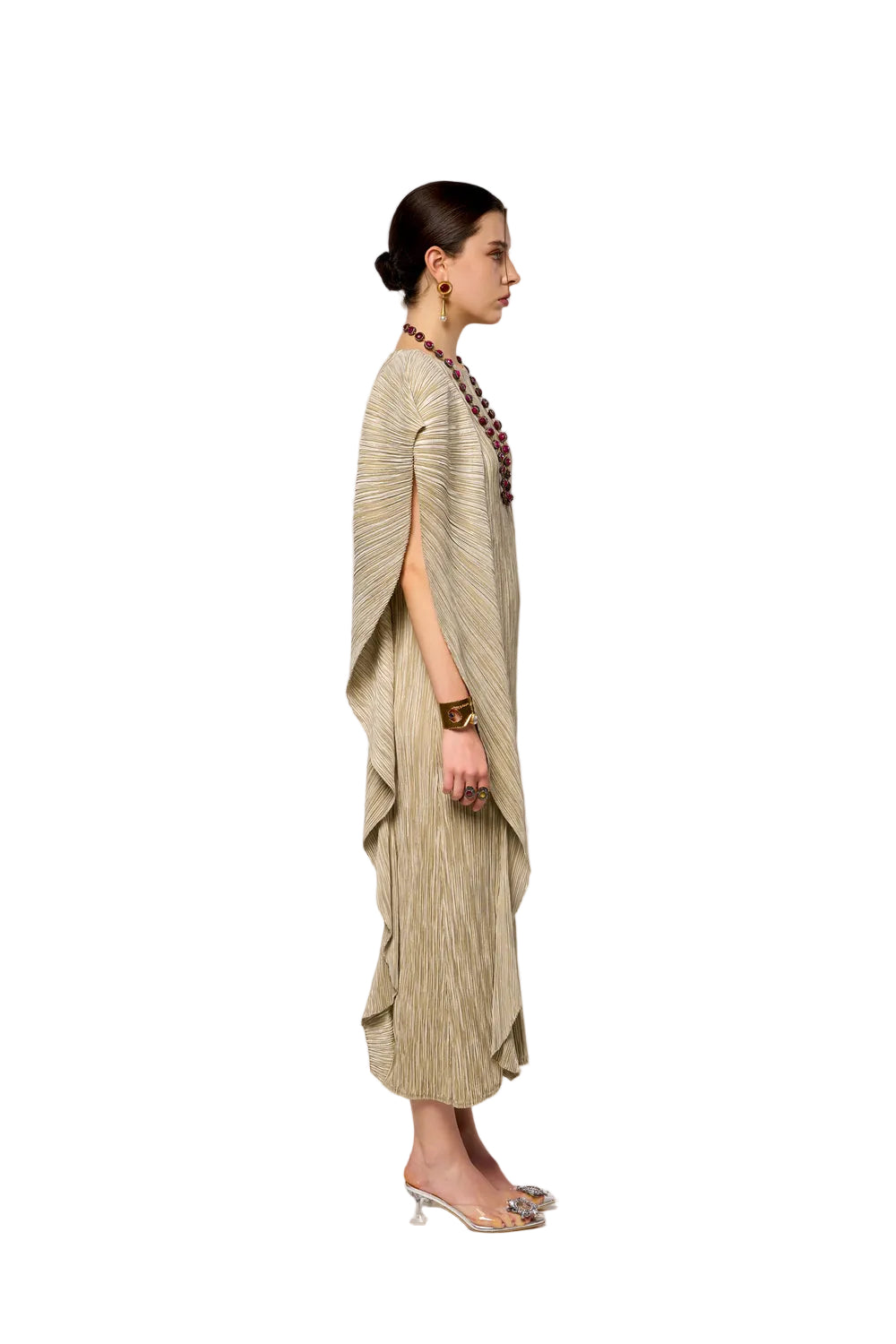 Vera Pleated Metallic Dress