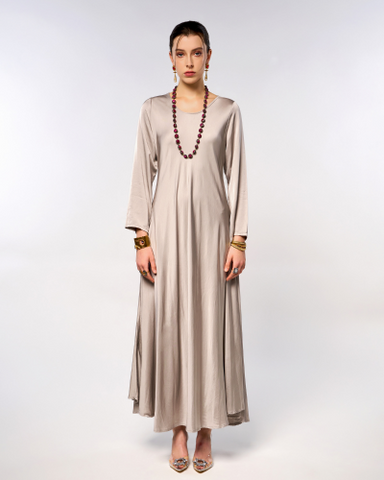 Italian Satin Long Waist Dress