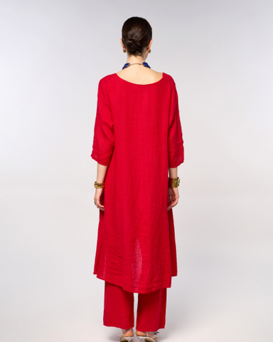 Italian Linen Long Back Blouse & Pants