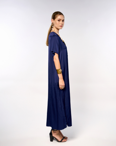 Italian Satin Plain Sleeves Long Dress