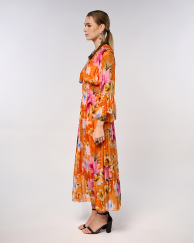 Italian Printed Long Waist Dress