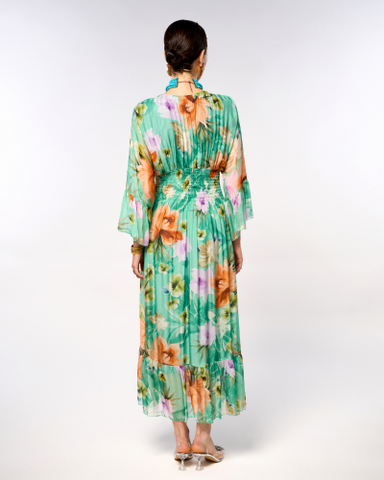 Italian Printed Long Waist Dress