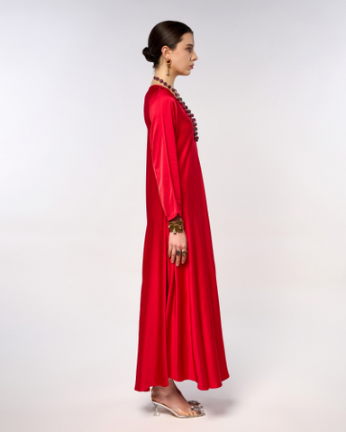 Italian Satin Long Waist Dress