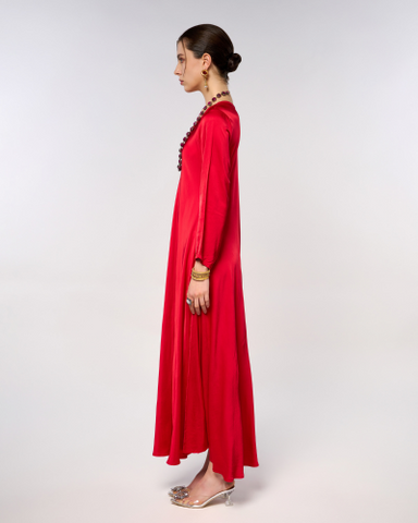 Italian Satin Long Waist Dress