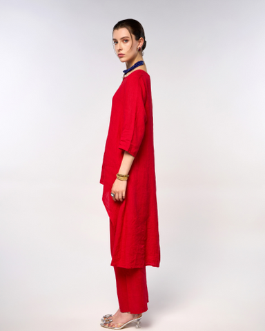 Italian Linen Long Back Blouse & Pants
