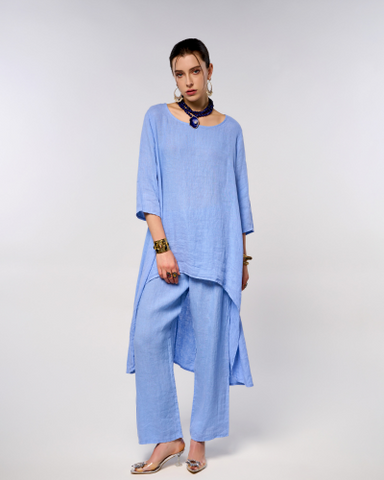 Italian Linen Long Back Blouse & Pants