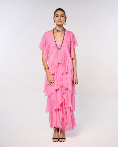 Italian V-Neck  Layered Sequin Dress