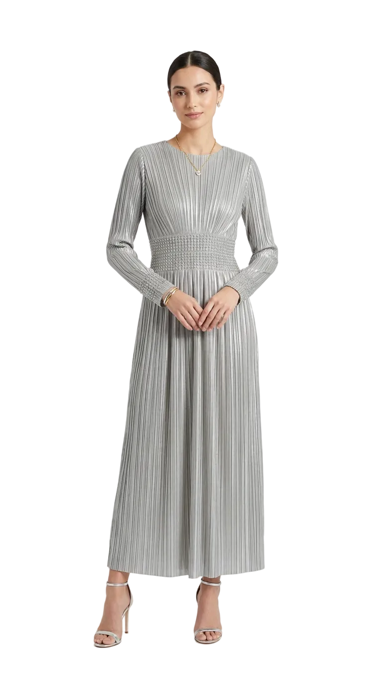Pleated Metallic Dress